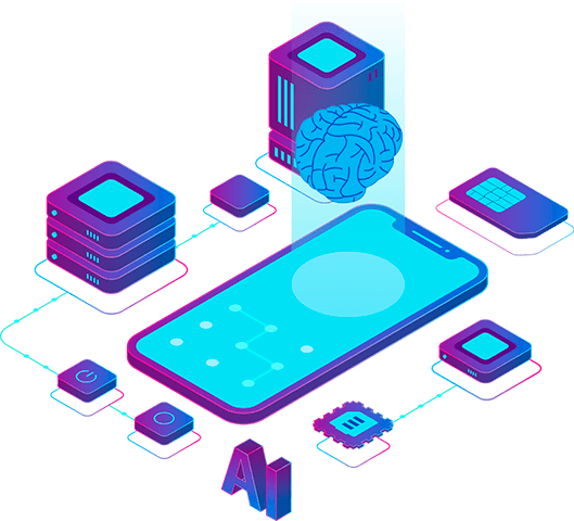 Imagem de um dispositivo tecnológico flutuante